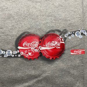 New Short Sleeve T-Shirt "Coke Caps" Grey or Black, Unisex Adult/Kid Large 22.5"